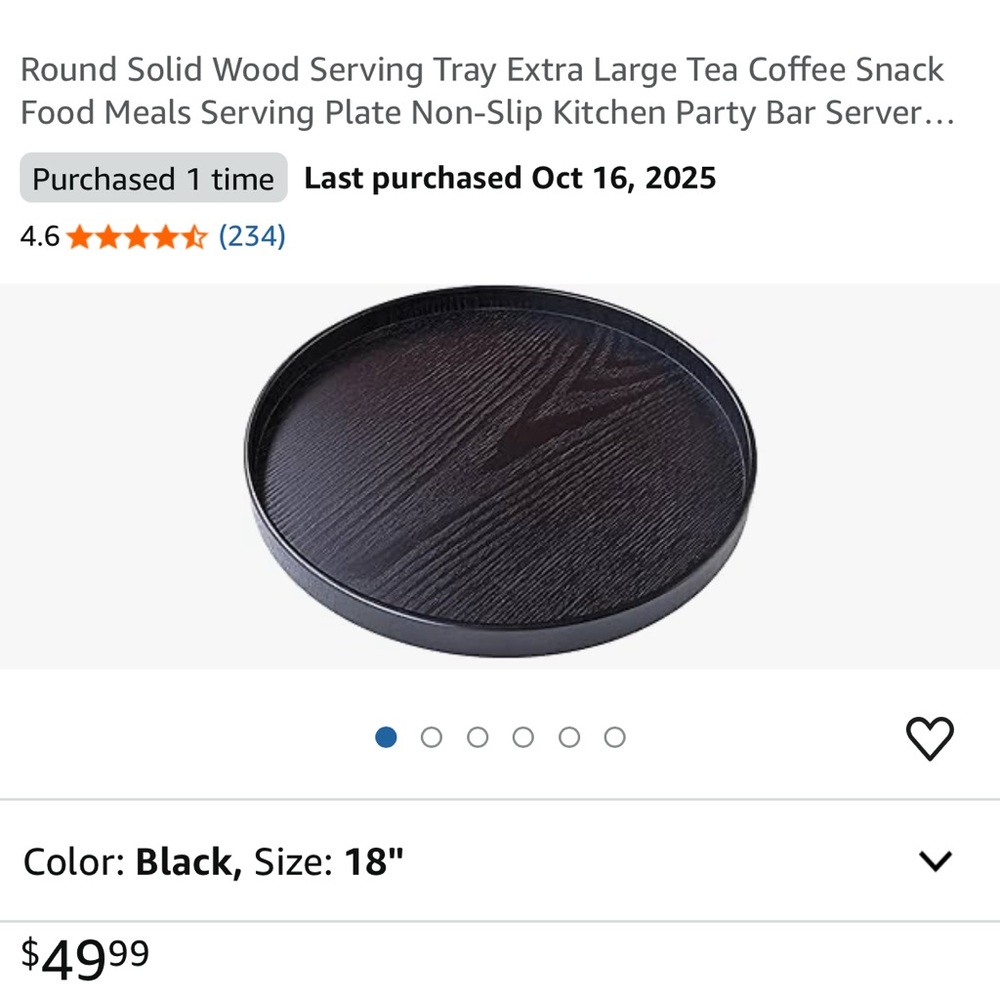 Black Solid Wood Serving Tray